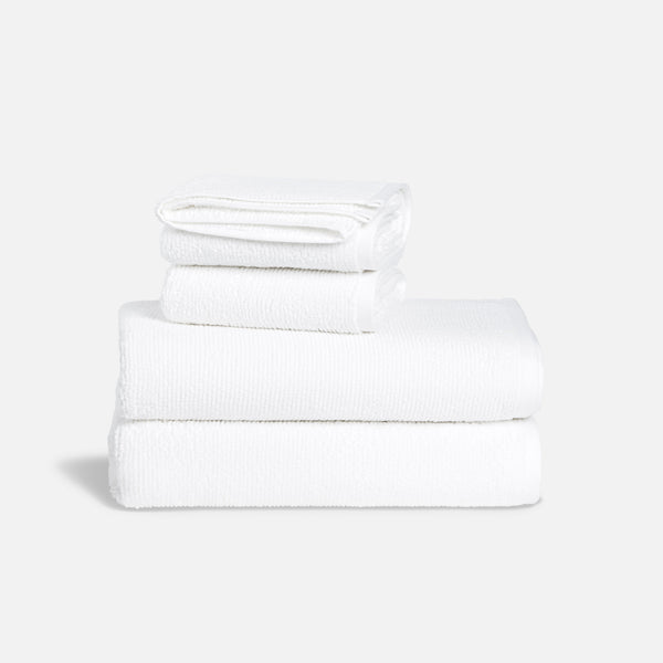 100% Organic Cotton Ribbed Towel Bundle - Bath Towels & Hand Towels in Blue by Brooklinen - Holiday Gift Ideas