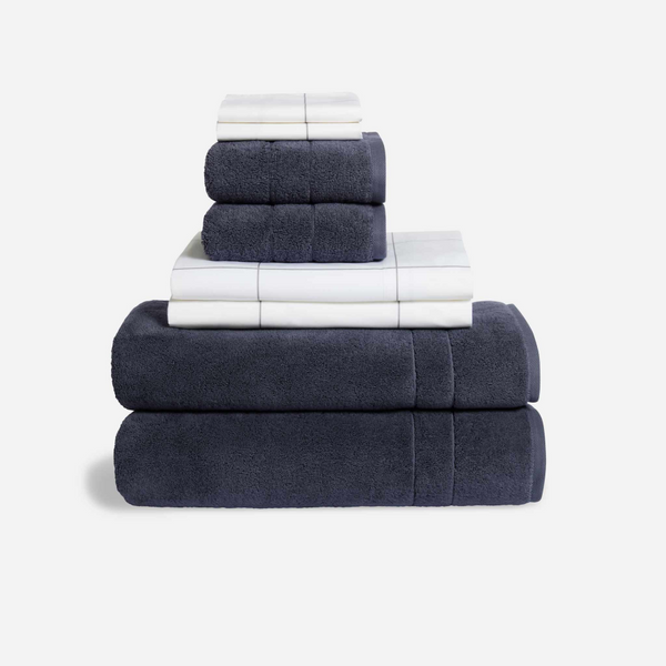 Luxury Super-Plush Spa Bath Sheet & Hand Towel Bundle in Dark Grey by Brooklinen