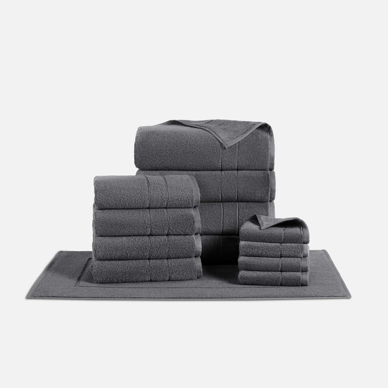  Living Quarters Plush Towel Collection Gray Tubmat