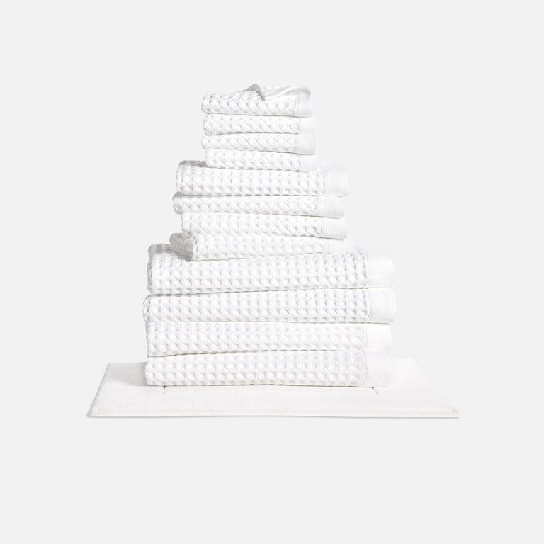 Waffle Washcloths in White by Brooklinen - Holiday Gift Ideas