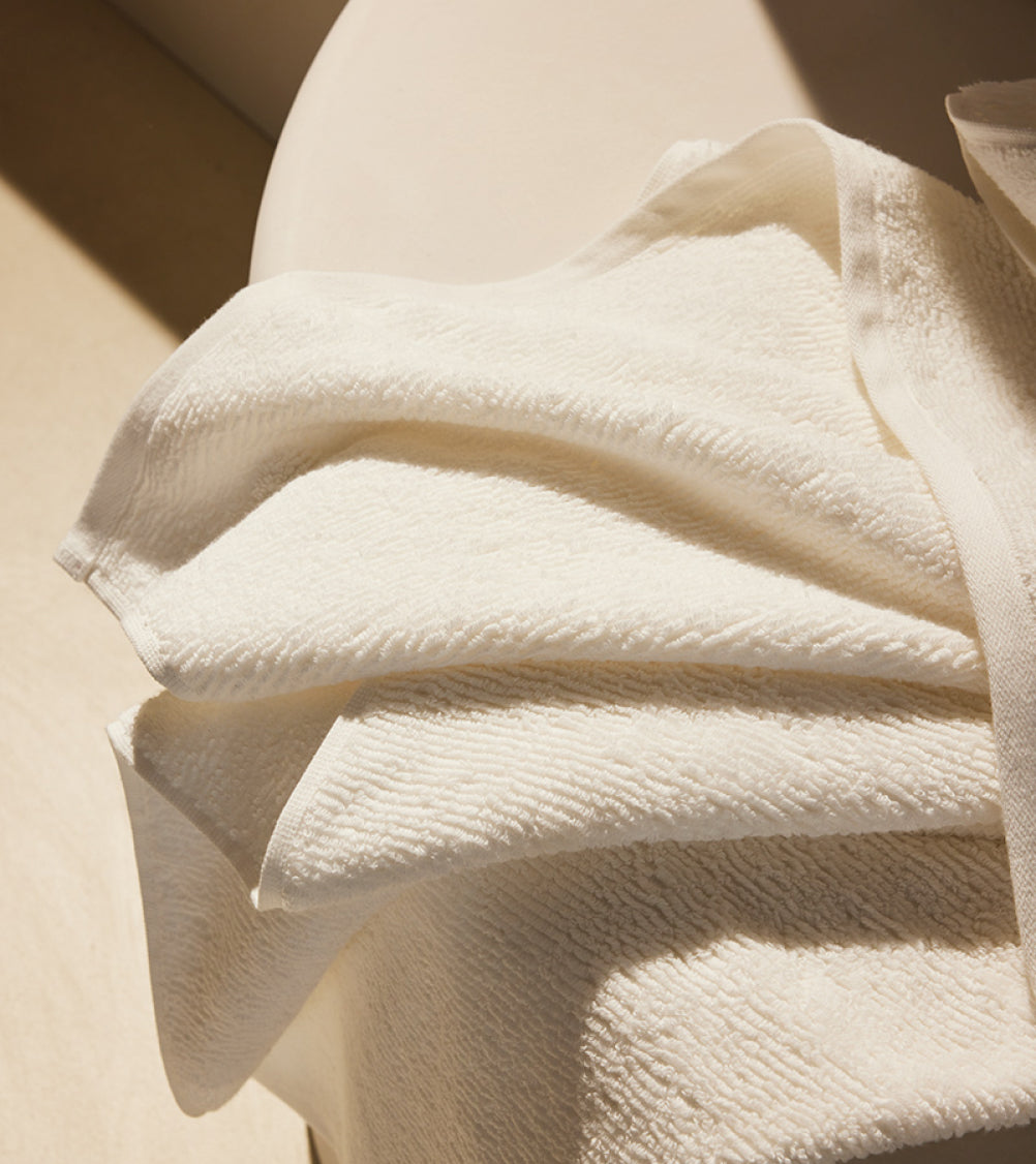 100% Organic Cotton Ribbed Bath Towels in White by Brooklinen - Holiday Gift Ideas