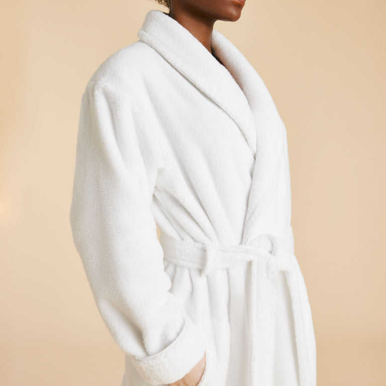 Bathrobe for Women | White Cotton Bath Robes | Terry Cloth Robes for Women  | Towel Bathrobe | Lightweight Plush Long Bathrobe | Elegant Style Spa