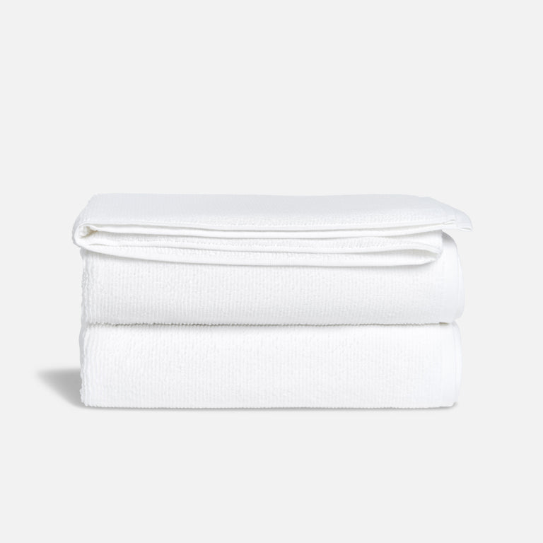 Brooks Ribbed Organic Cotton White Bath Sheet + Reviews