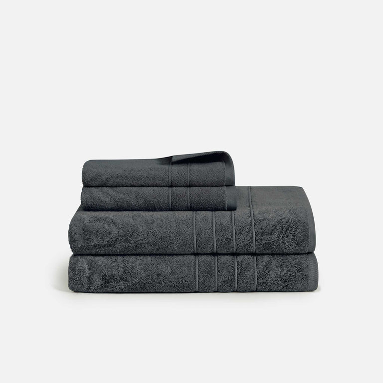 Luxury Super-Plush Spa Bath Sheet & Hand Towel Bundle in Dark Grey by Brooklinen